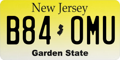 NJ license plate B84OMU