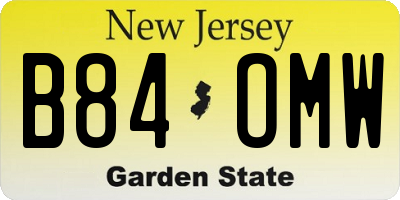 NJ license plate B84OMW