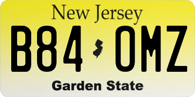 NJ license plate B84OMZ