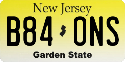 NJ license plate B84ONS