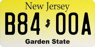 NJ license plate B84OOA