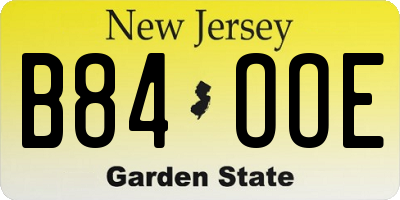 NJ license plate B84OOE