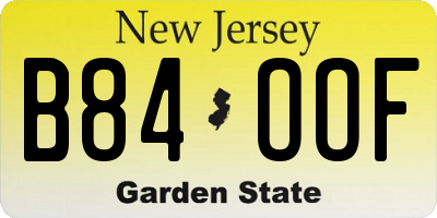 NJ license plate B84OOF
