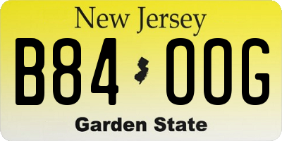 NJ license plate B84OOG