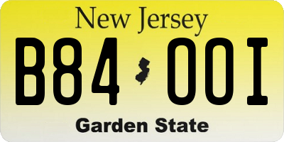 NJ license plate B84OOI