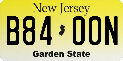 NJ license plate B84OON
