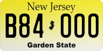 NJ license plate B84OOO
