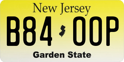 NJ license plate B84OOP