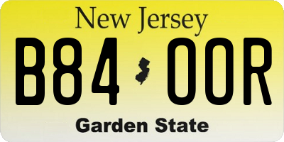 NJ license plate B84OOR
