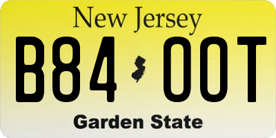 NJ license plate B84OOT