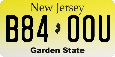 NJ license plate B84OOU