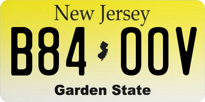 NJ license plate B84OOV