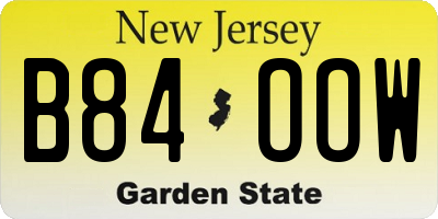 NJ license plate B84OOW