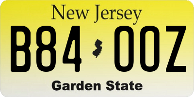 NJ license plate B84OOZ