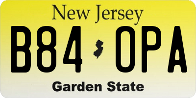 NJ license plate B84OPA