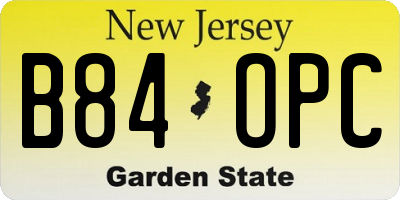 NJ license plate B84OPC