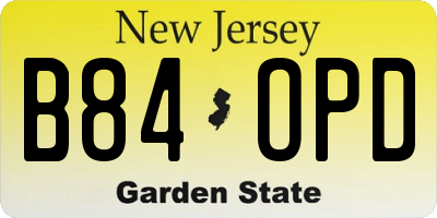 NJ license plate B84OPD