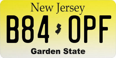 NJ license plate B84OPF