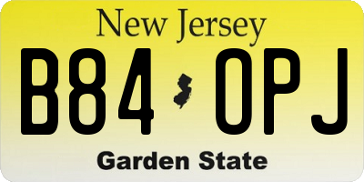 NJ license plate B84OPJ