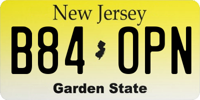 NJ license plate B84OPN