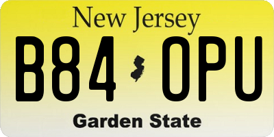 NJ license plate B84OPU