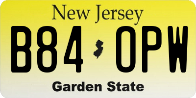 NJ license plate B84OPW