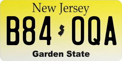 NJ license plate B84OQA