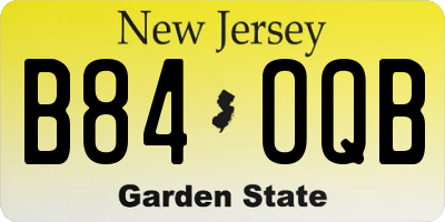 NJ license plate B84OQB