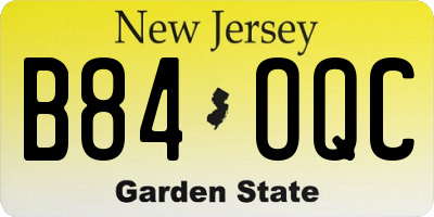 NJ license plate B84OQC