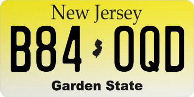 NJ license plate B84OQD