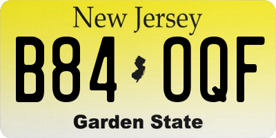NJ license plate B84OQF
