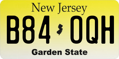 NJ license plate B84OQH
