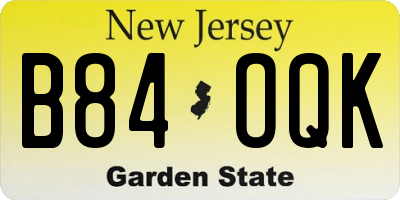 NJ license plate B84OQK