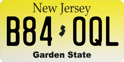 NJ license plate B84OQL