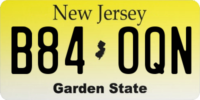 NJ license plate B84OQN