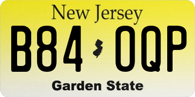 NJ license plate B84OQP