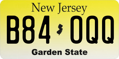 NJ license plate B84OQQ