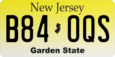 NJ license plate B84OQS