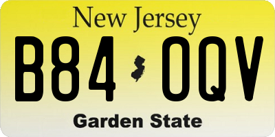 NJ license plate B84OQV