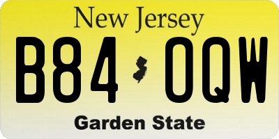 NJ license plate B84OQW