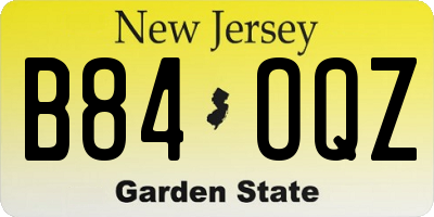 NJ license plate B84OQZ