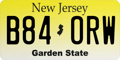 NJ license plate B84ORW
