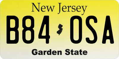 NJ license plate B84OSA