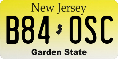 NJ license plate B84OSC