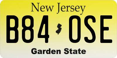 NJ license plate B84OSE