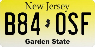 NJ license plate B84OSF