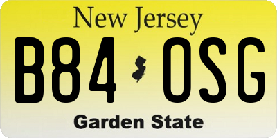NJ license plate B84OSG