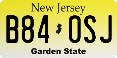 NJ license plate B84OSJ
