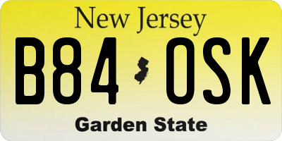 NJ license plate B84OSK