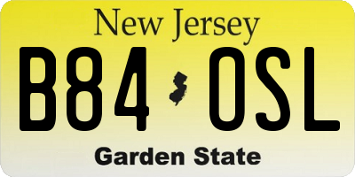 NJ license plate B84OSL